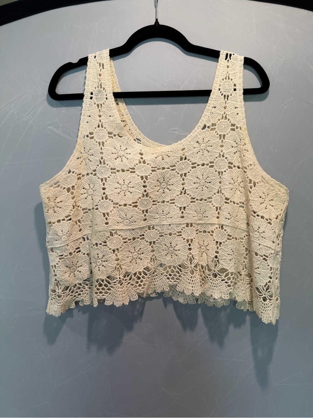 Rebellion Cream Crochet Lace Tank Top Boho Festival Crop Top